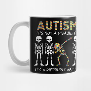 Autism it's a different ability Funny Dabbing skeleton Mug